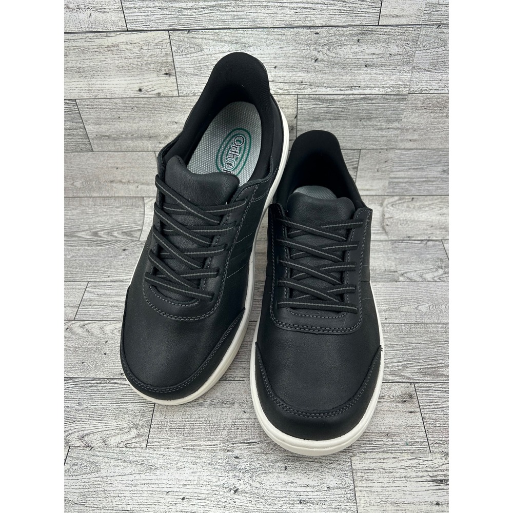 Orthofeet 81105 Women Sz 6.5 2E Black Leather Lace Up Orthopedic Comfort Sneaker